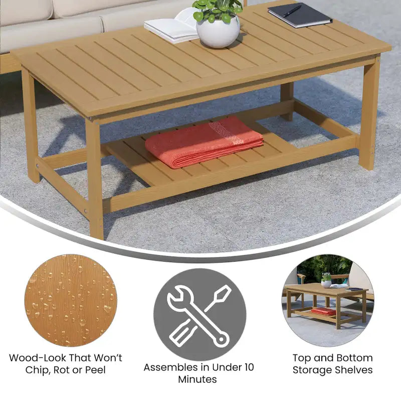 Table basse Adirondack à 2 niveaux en polyrésine, pour l'intérieur et l'extérieur