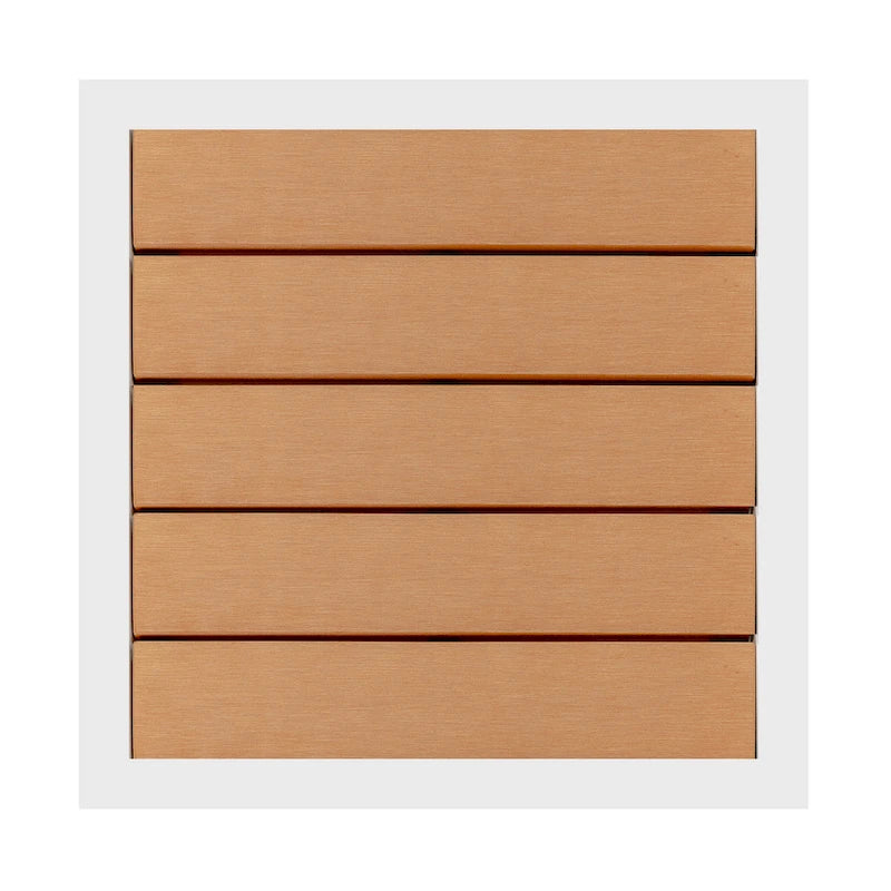 Table d'appoint carrée d'extérieur 18 pouces, cadre en aluminium, plateau en imitation bois