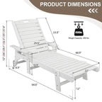 Chaise longue simple en polyéthylène haute densité inclinable d'extérieur (1 pièce)