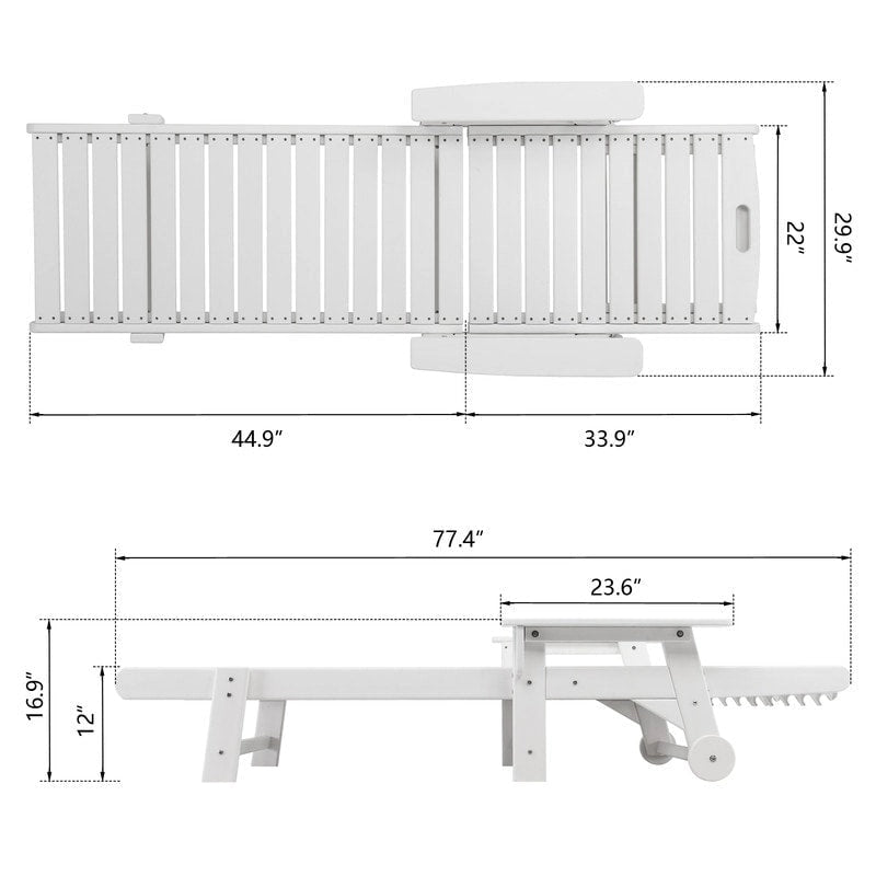Chaise longue simple en polyéthylène haute densité inclinable d'extérieur (1 pièce)