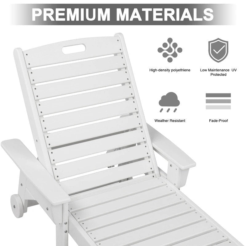 Chaise longue simple en polyéthylène haute densité inclinable d'extérieur (1 pièce)