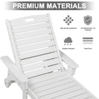Chaise longue simple en polyéthylène haute densité inclinable d'extérieur (1 pièce)