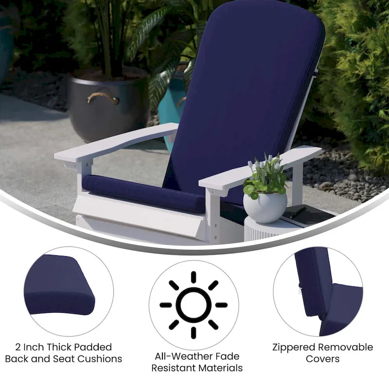 Chaises Adirondack d'intérieur/extérieur avec coussins - Lot de 2
