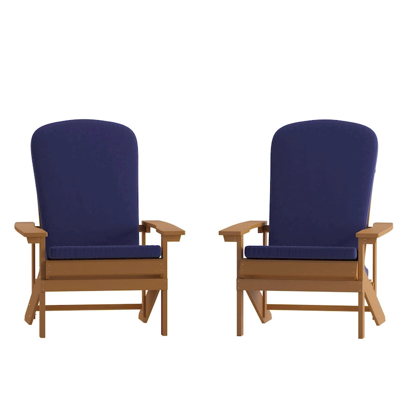 Chaises Adirondack d'intérieur/extérieur avec coussins - Lot de 2
