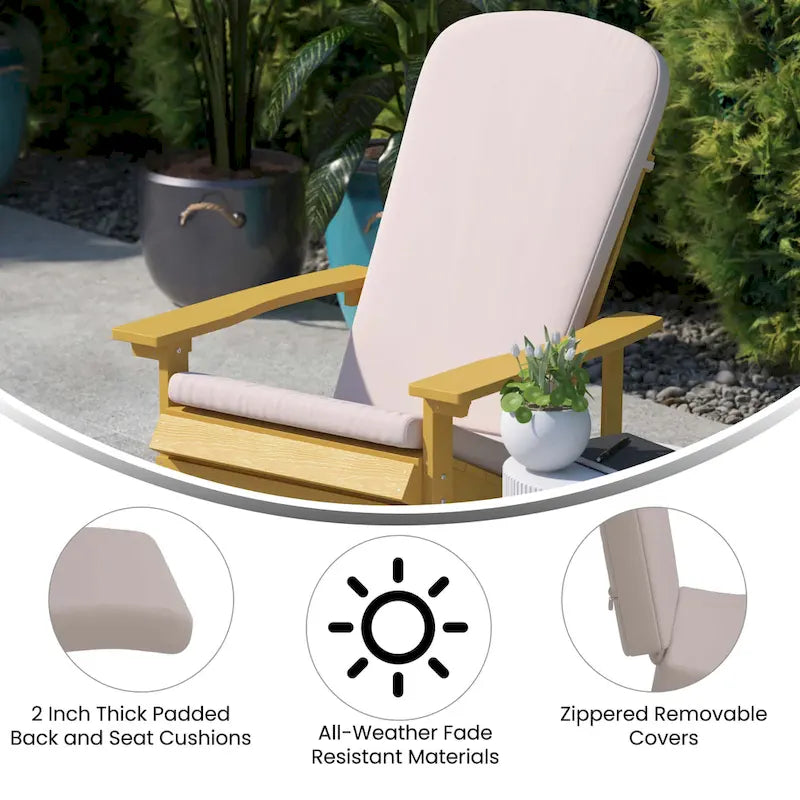 Chaises Adirondack d'intérieur/extérieur avec coussins - Lot de 2