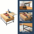 Table basse relevable avec rangement dissimulé pour salon, appartement et dortoir