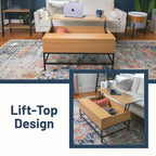 Table basse relevable avec rangement dissimulé pour salon, appartement et dortoir