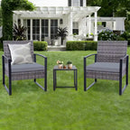 3-Pieces Wicker Patio Conversation Set Outdoor Chairs with Cushions