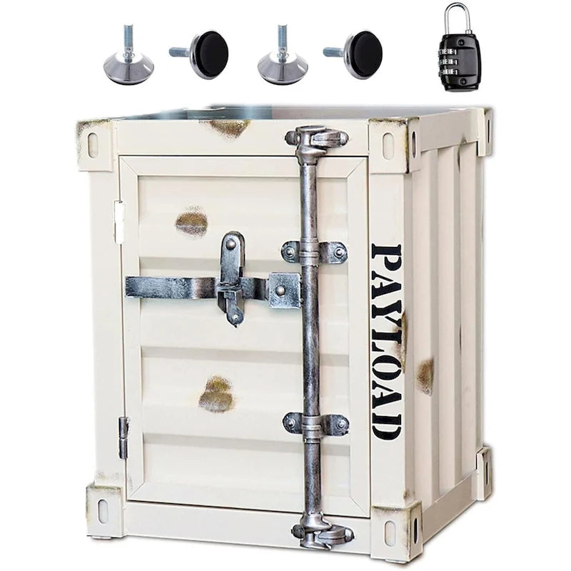Table d'appoint industrielle de style champêtre avec 2 tiroirs de rangement