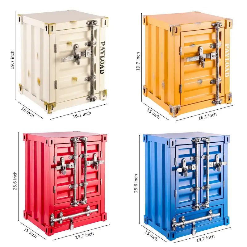 Table d'appoint industrielle de style champêtre avec 2 tiroirs de rangement