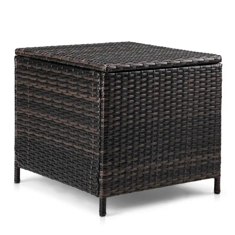 Table d'appoint de rangement en osier pour patio de 27 gallons