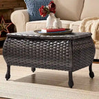Table basse de rangement d'extérieur en osier marron Cozywor