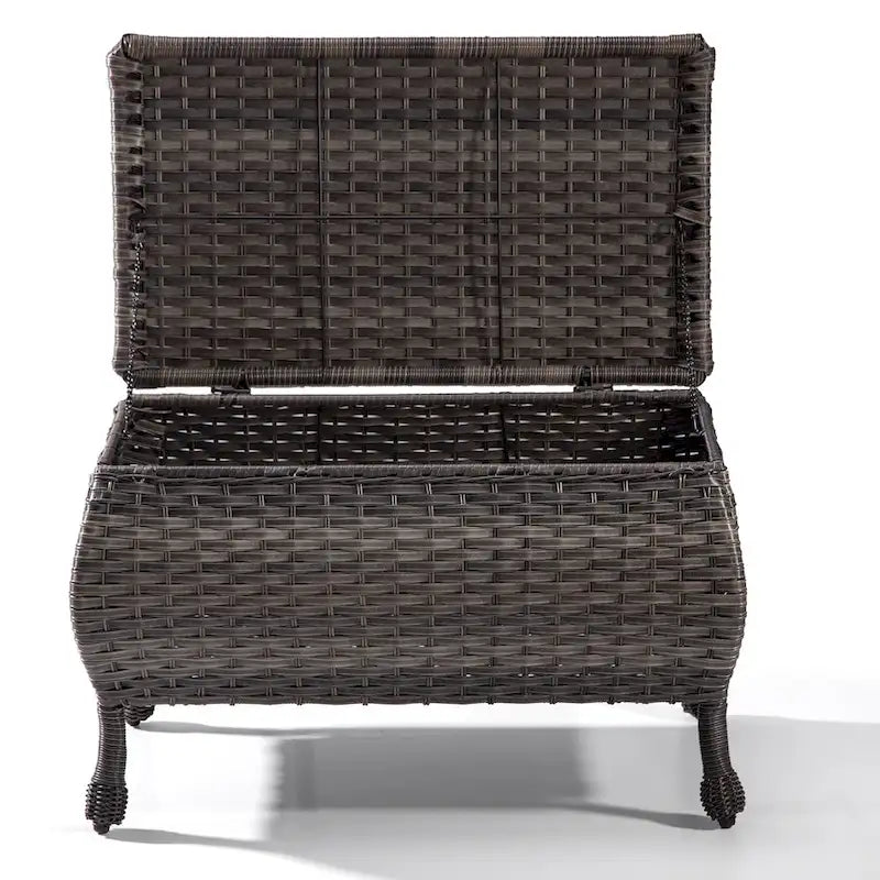 Table basse de rangement d'extérieur en osier marron Cozywor
