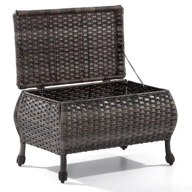 Table basse de rangement d'extérieur en osier marron Cozywor