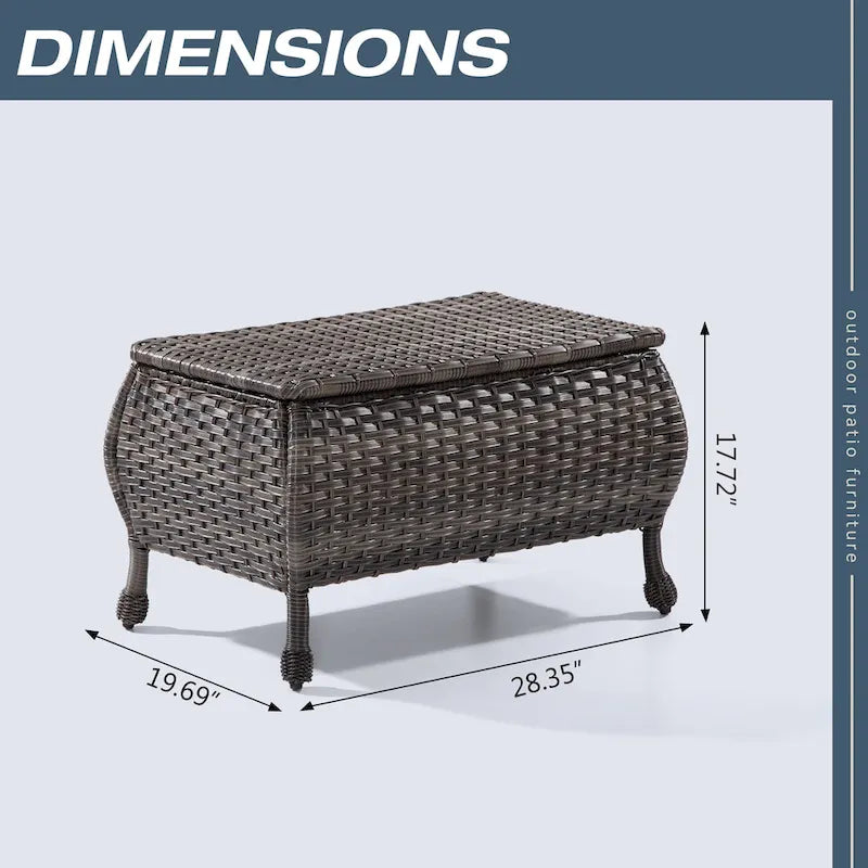 Table basse de rangement d'extérieur en osier marron Cozywor
