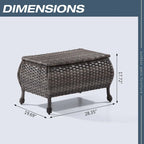Table basse de rangement d'extérieur en osier marron Cozywor