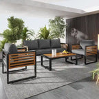 4-Pieces Outdoor Conversation Sofa Set With Removable Cushions