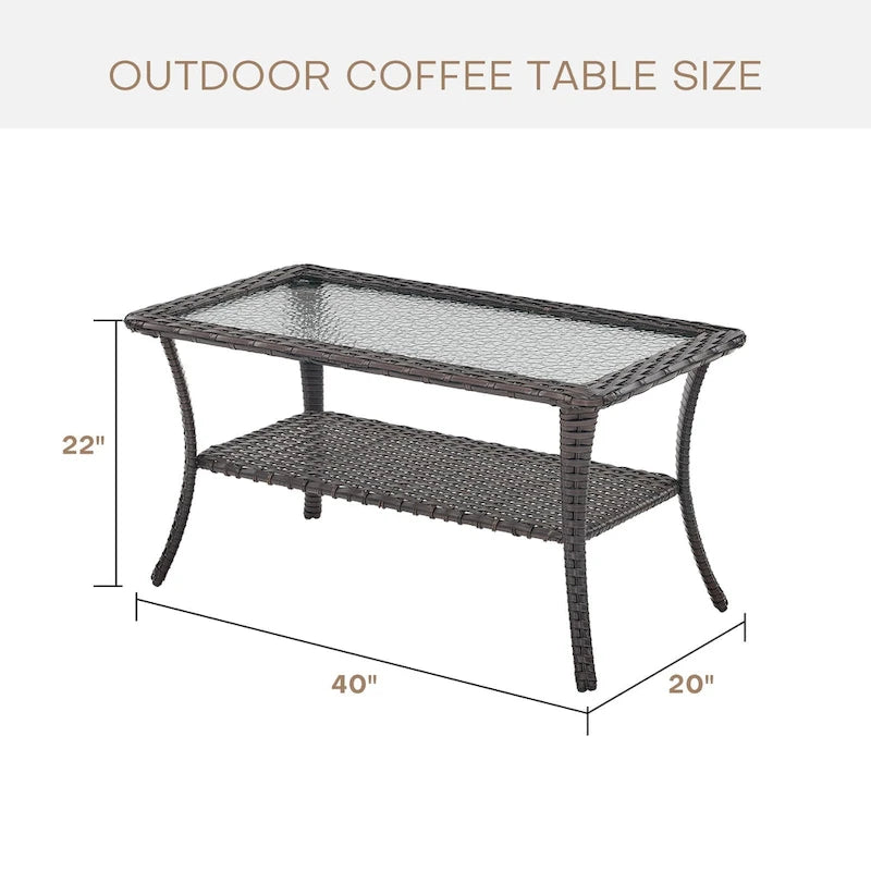 Table basse de patio en rotin