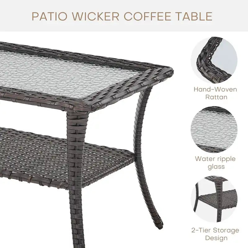 Table basse de patio en rotin