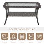 Table basse de patio en rotin