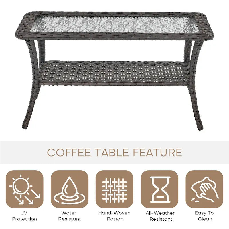 Table basse de patio en rotin