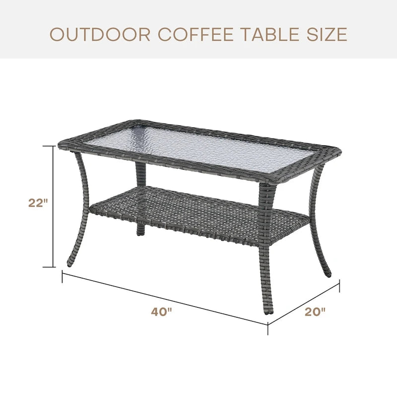 Table basse de patio en rotin