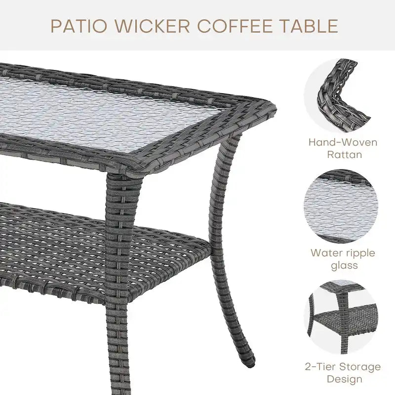 Table basse de patio en rotin