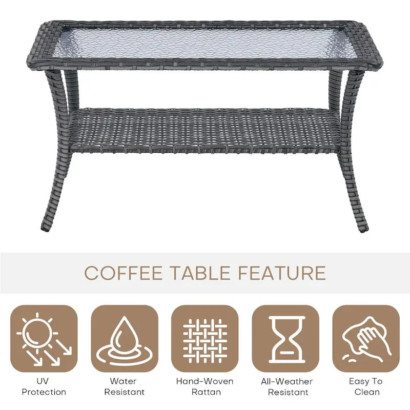 Table basse de patio en rotin