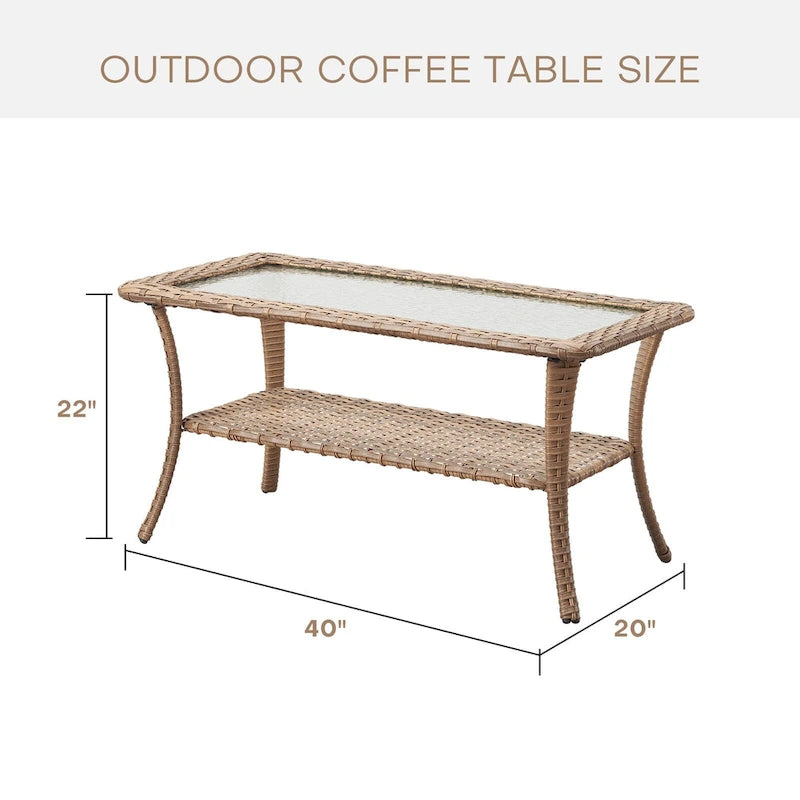 Table basse de patio en rotin