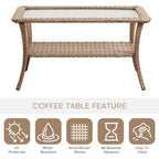 Table basse de patio en rotin