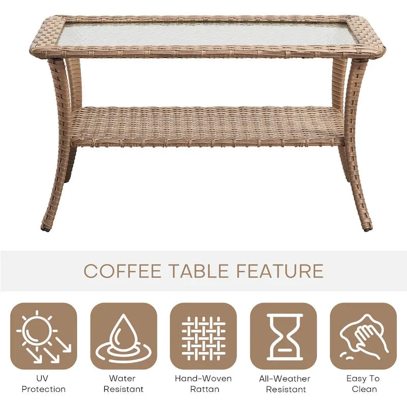 Table basse de patio en rotin