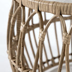 Table basse ronde d'extérieur Hunter Boho Natural de 22 pouces avec plateau en verre trempé de 5 mm par M&L Co.