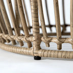 Table basse ronde d'extérieur Hunter Boho Natural de 22 pouces avec plateau en verre trempé de 5 mm par M&L Co.