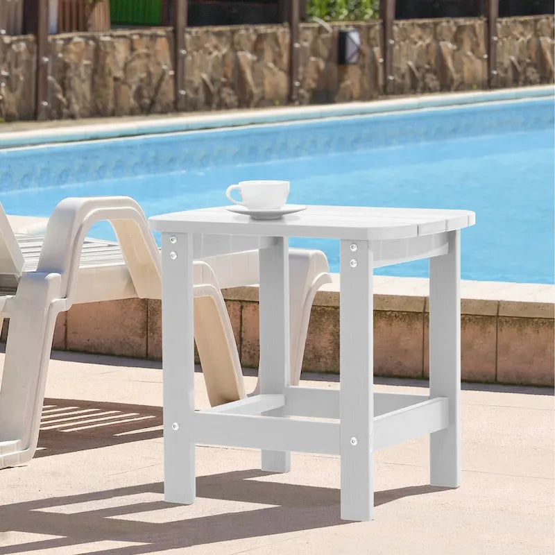 LIVOOSUN Patio Adirondack Plastic Wood Outdoor Side Table for Deck