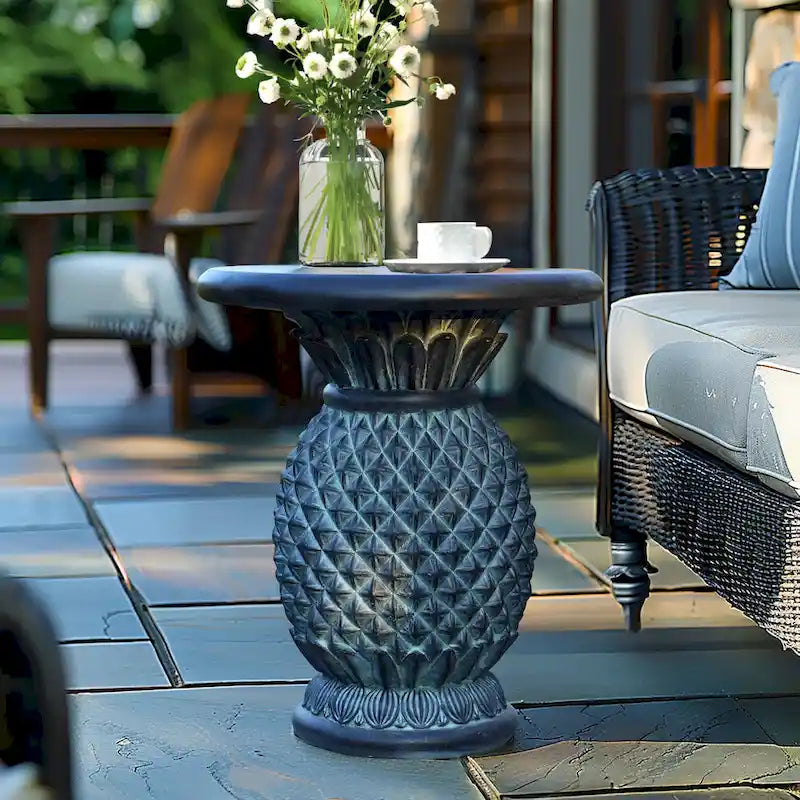 Table d'appoint d'extérieur Ananas en MgO gris