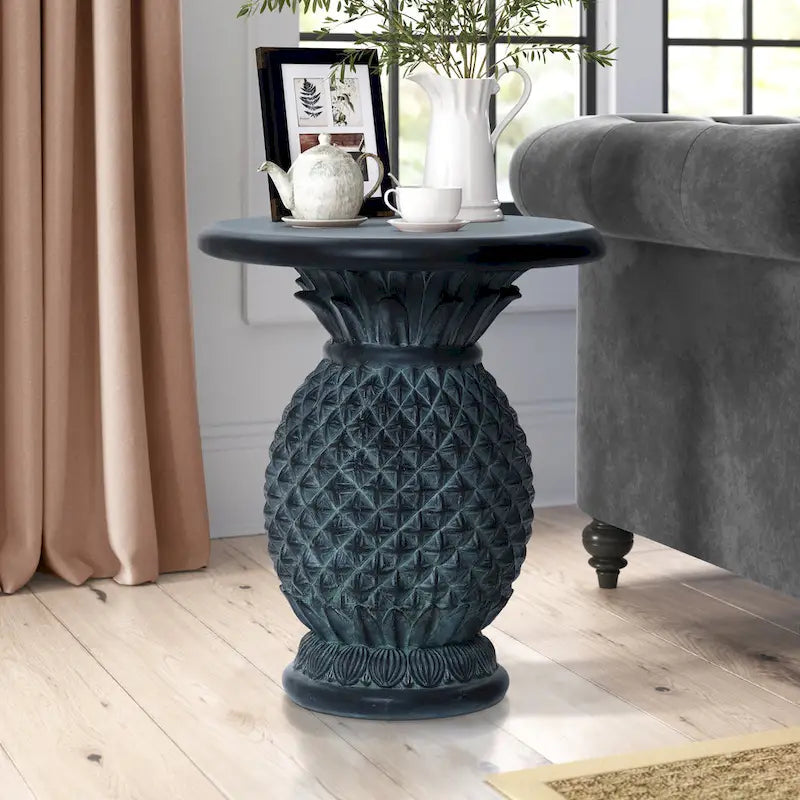Table d'appoint d'extérieur Ananas en MgO gris