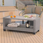 LIVOOSUN Table d'appoint rectangulaire en HIPS pour patio, Table basse en rotin