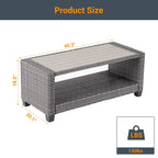 LIVOOSUN Table d'appoint rectangulaire en HIPS pour patio, Table basse en rotin