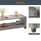LIVOOSUN Table d'appoint rectangulaire en HIPS pour patio, Table basse en rotin