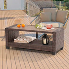 LIVOOSUN Table d'appoint rectangulaire en HIPS pour patio, Table basse en rotin