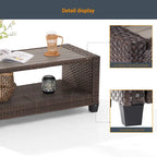 LIVOOSUN Table d'appoint rectangulaire en HIPS pour patio, Table basse en rotin