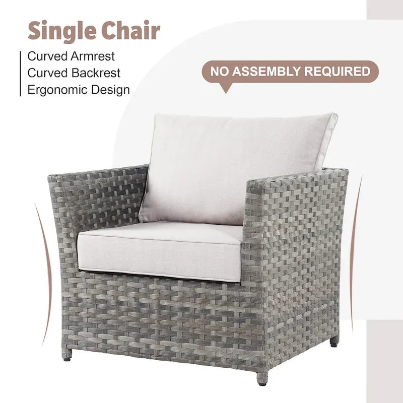 Ensemble de mobilier de jardin 13 pièces en osier XIZZI avec table brasero