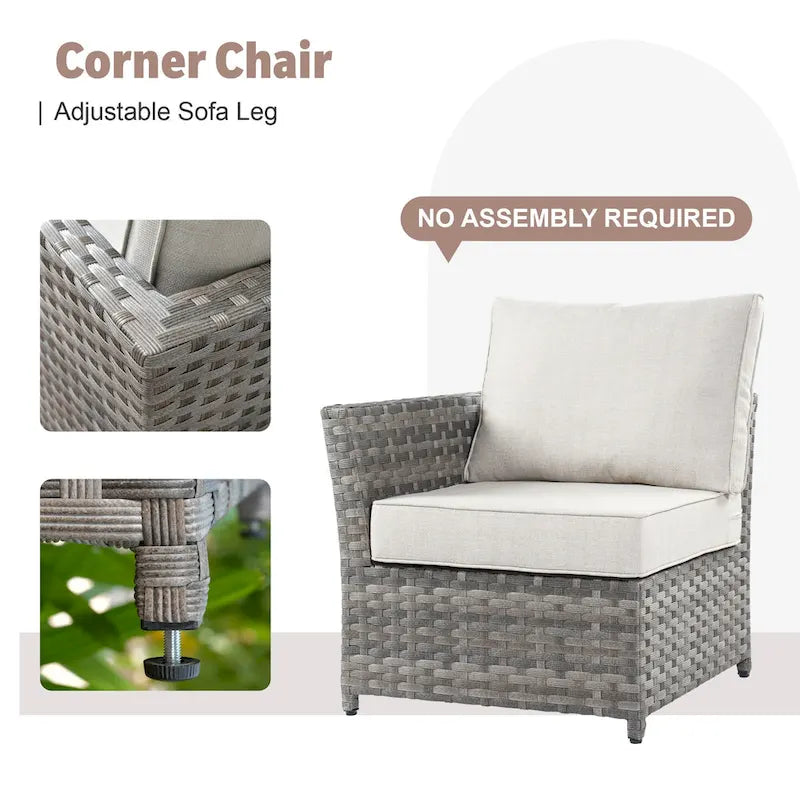 Ensemble de mobilier de jardin 13 pièces en osier XIZZI avec table brasero