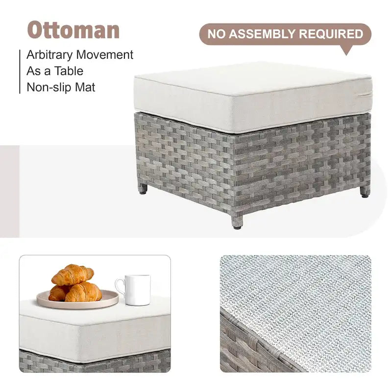 Ensemble de mobilier de jardin 13 pièces en osier XIZZI avec table brasero