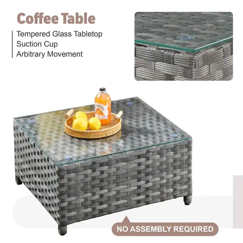 Ensemble de mobilier de jardin 13 pièces en osier XIZZI avec table brasero