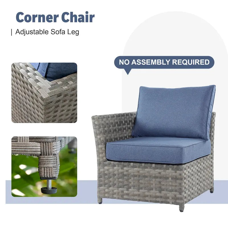 Ensemble de mobilier de jardin 13 pièces en osier XIZZI avec table brasero