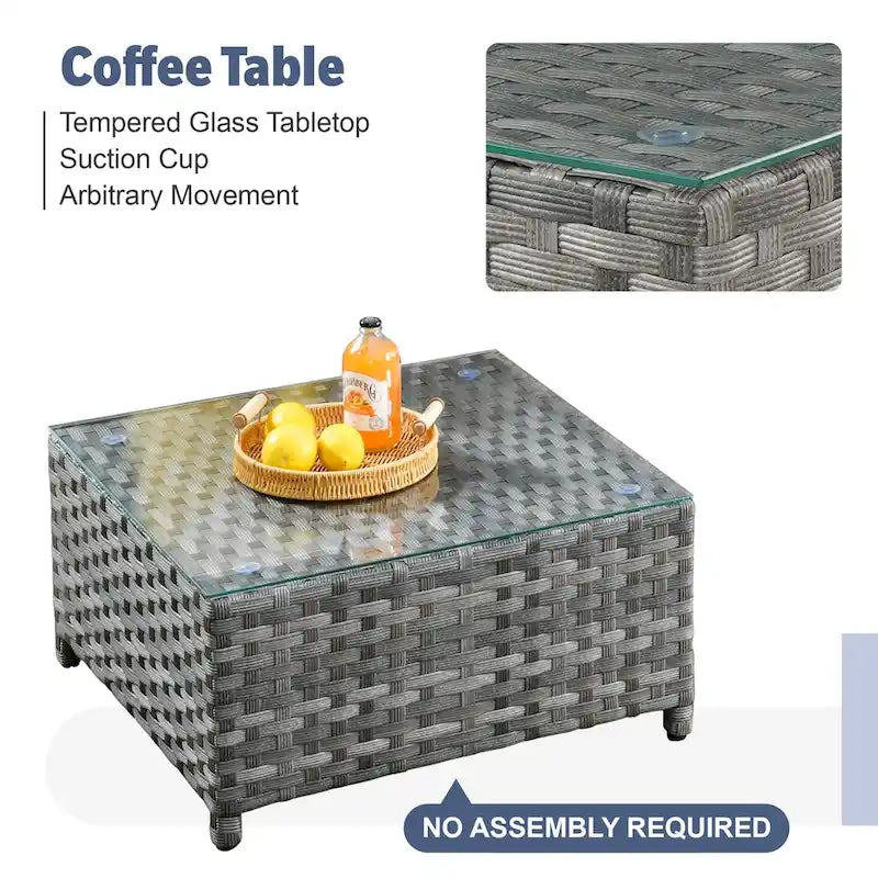 Ensemble de mobilier de jardin 13 pièces en osier XIZZI avec table brasero