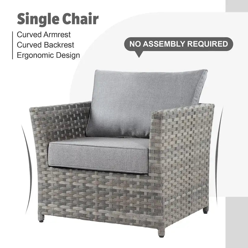 Ensemble de mobilier de jardin 13 pièces en osier XIZZI avec table brasero