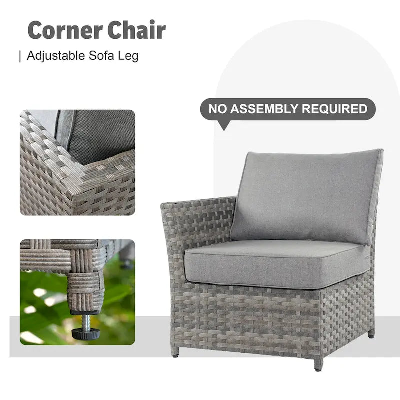 Ensemble de mobilier de jardin 13 pièces en osier XIZZI avec table brasero