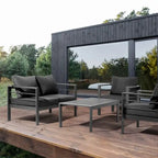 Ensemble de conversation 4 pièces en aluminium pour patio avec coussins